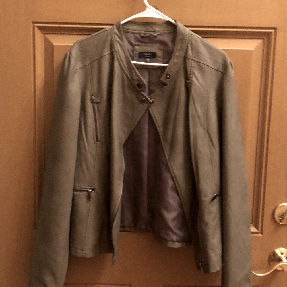 NWT Kaari Blue XXL Grey Leather Jacket
